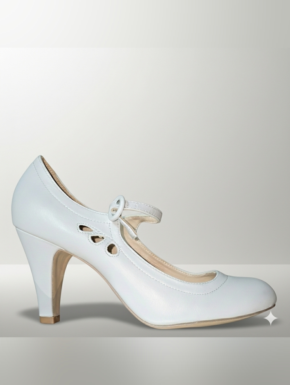 🦋NEW🦋Classic Light Grey 'PIXIE' Mary Jane Pump with Decorative Cutouts